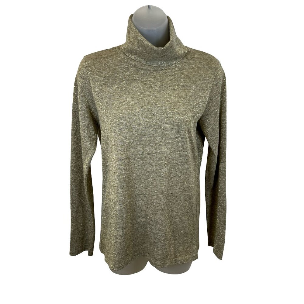 Nice Things Slub Mixed Gold & Black Turtleneck Top Size Large